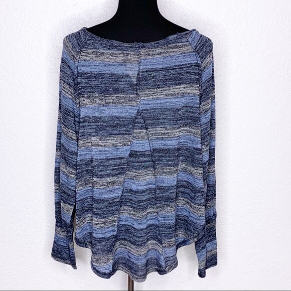 Free People blue gray scoop neck linen blend sweater size Extra Small XS - Picture 13 of 13